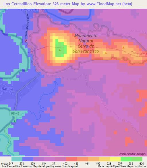 Los Cercadillos,Dominican Republic Elevation Map