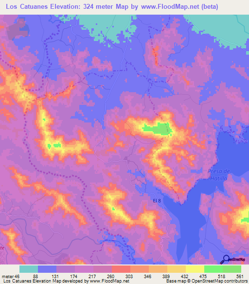 Los Catuanes,Dominican Republic Elevation Map