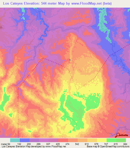 Los Cateyes,Dominican Republic Elevation Map