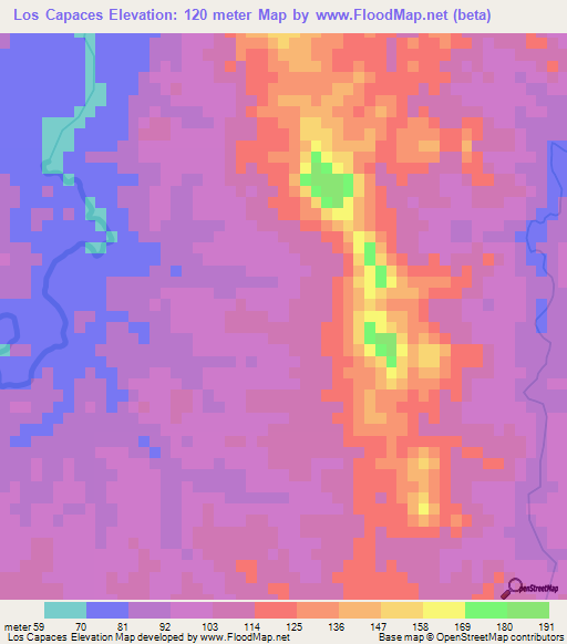 Los Capaces,Dominican Republic Elevation Map