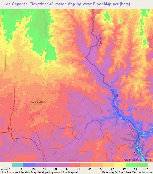 Los Capaces,Dominican Republic Elevation Map