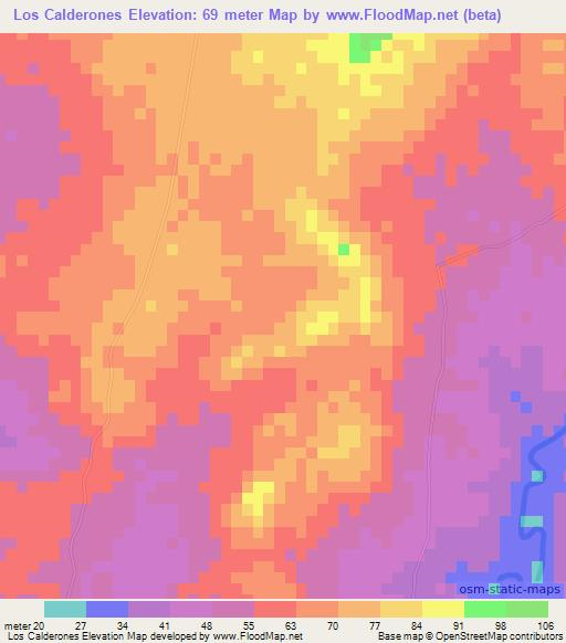 Los Calderones,Dominican Republic Elevation Map