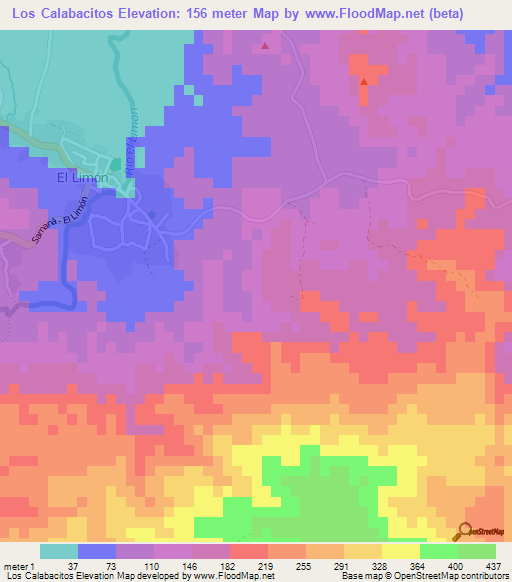 Los Calabacitos,Dominican Republic Elevation Map