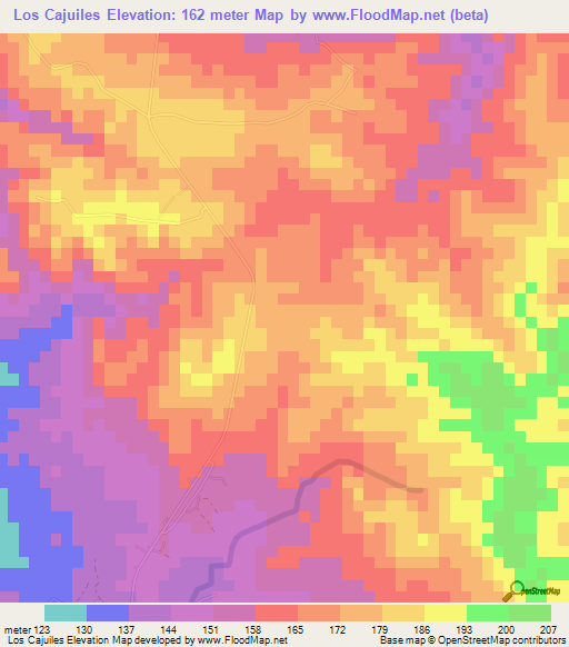 Los Cajuiles,Dominican Republic Elevation Map