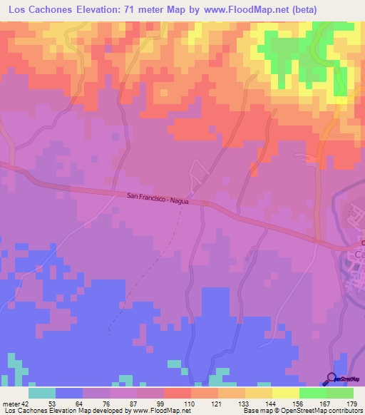 Los Cachones,Dominican Republic Elevation Map