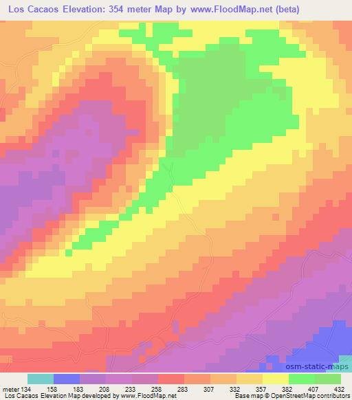 Los Cacaos,Dominican Republic Elevation Map