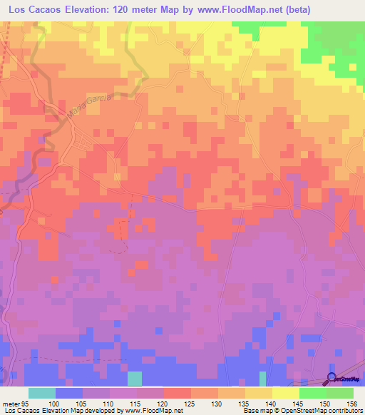 Los Cacaos,Dominican Republic Elevation Map