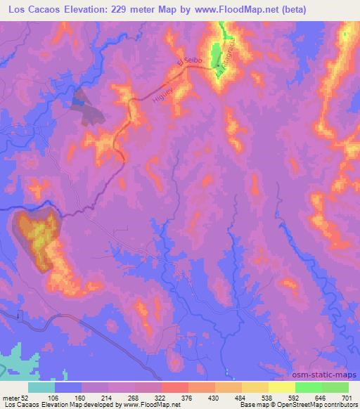 Los Cacaos,Dominican Republic Elevation Map