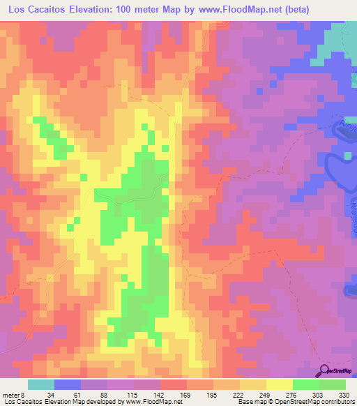 Los Cacaitos,Dominican Republic Elevation Map