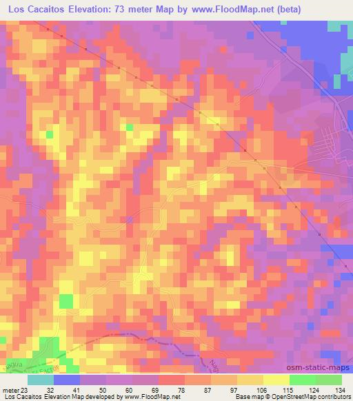 Los Cacaitos,Dominican Republic Elevation Map