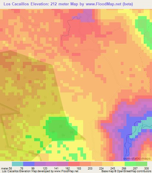 Los Cacaillos,Dominican Republic Elevation Map