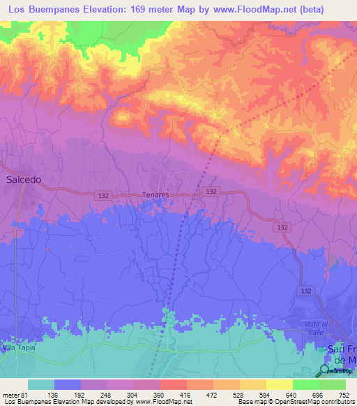 Los Buempanes,Dominican Republic Elevation Map