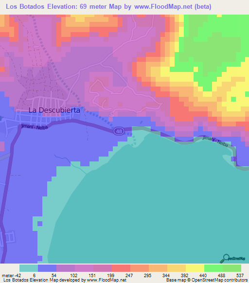 Los Botados,Dominican Republic Elevation Map