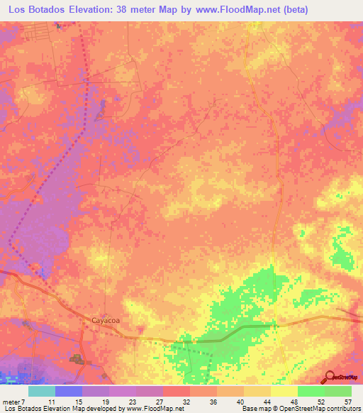 Los Botados,Dominican Republic Elevation Map