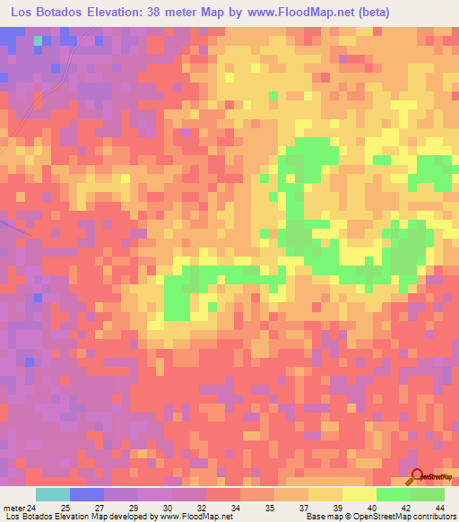 Los Botados,Dominican Republic Elevation Map