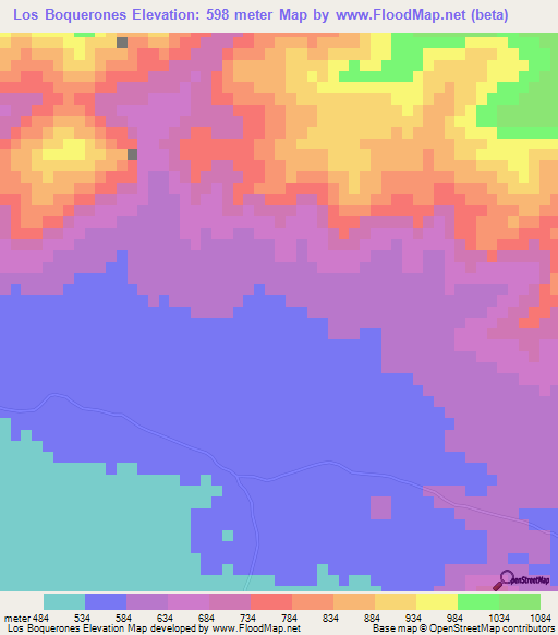 Los Boquerones,Dominican Republic Elevation Map