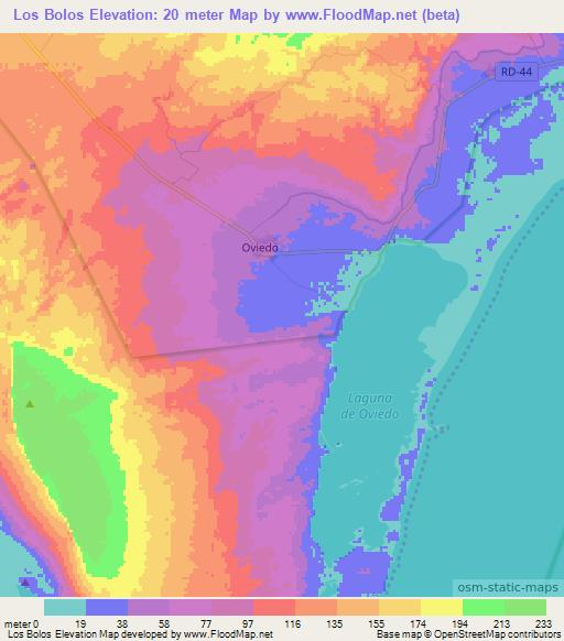 Los Bolos,Dominican Republic Elevation Map