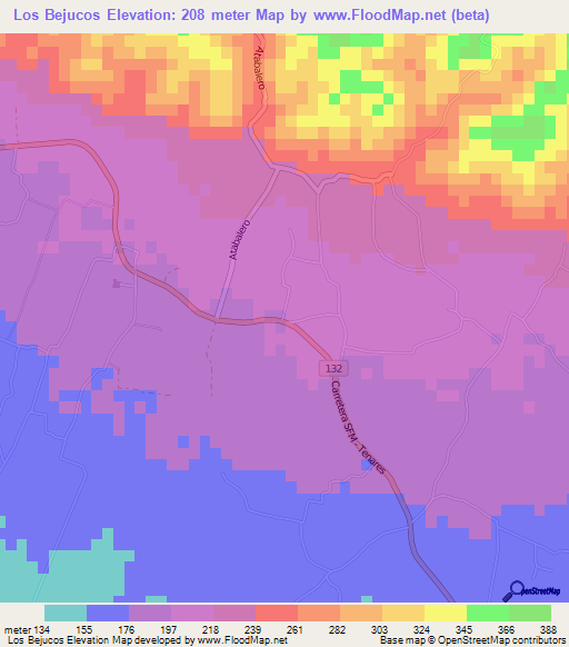 Los Bejucos,Dominican Republic Elevation Map