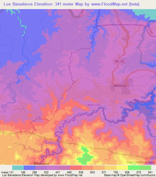 Los Banaderos,Dominican Republic Elevation Map