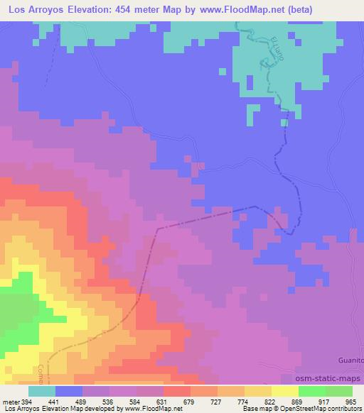 Los Arroyos,Dominican Republic Elevation Map