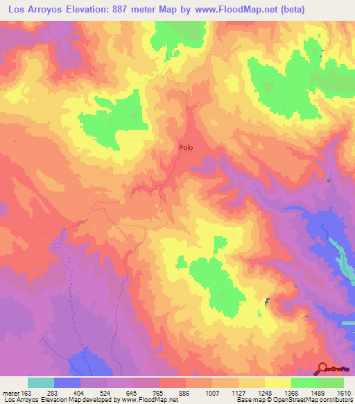 Los Arroyos,Dominican Republic Elevation Map