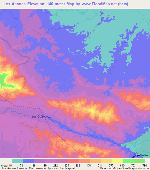 Los Anones,Dominican Republic Elevation Map