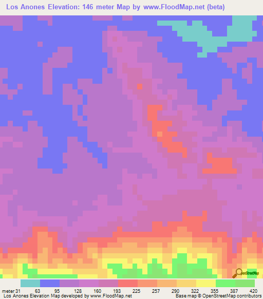 Los Anones,Dominican Republic Elevation Map