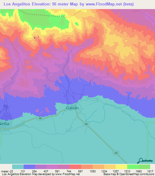 Los Angelitos,Dominican Republic Elevation Map