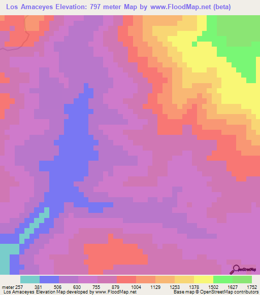 Los Amaceyes,Dominican Republic Elevation Map