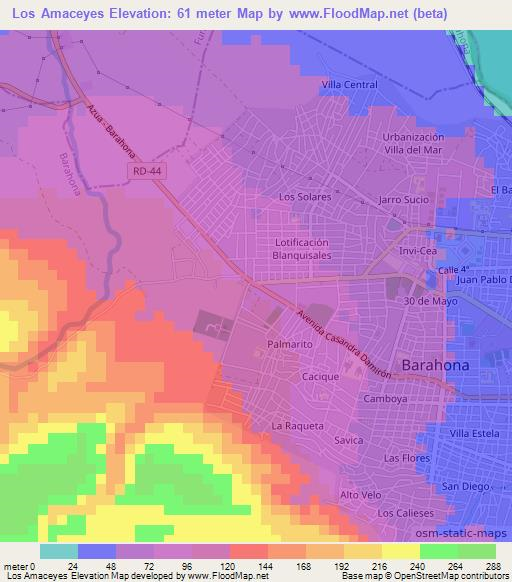 Los Amaceyes,Dominican Republic Elevation Map