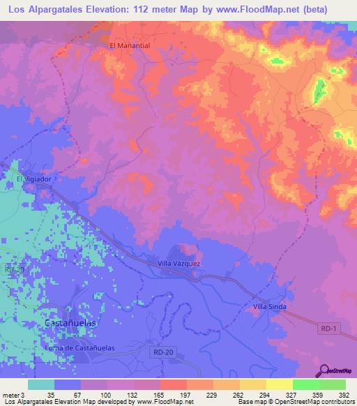 Los Alpargatales,Dominican Republic Elevation Map