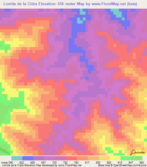 Lomita de la Cidra,Dominican Republic Elevation Map