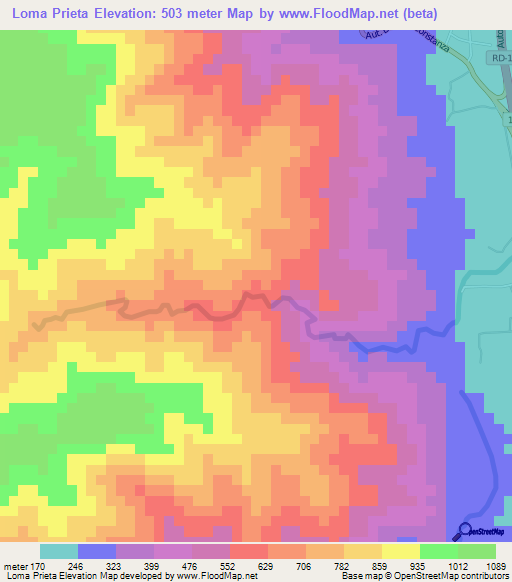 Loma Prieta,Dominican Republic Elevation Map