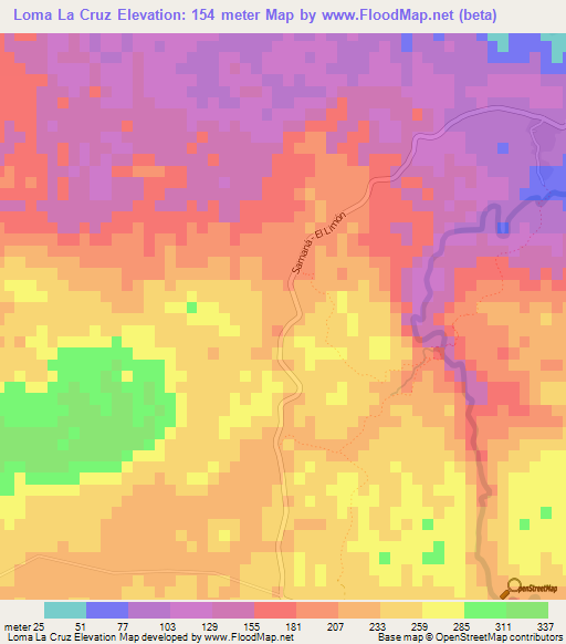 Loma La Cruz,Dominican Republic Elevation Map