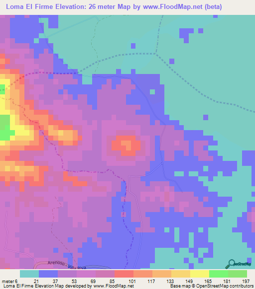 Loma El Firme,Dominican Republic Elevation Map