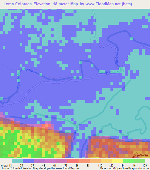 Loma Colorada,Dominican Republic Elevation Map