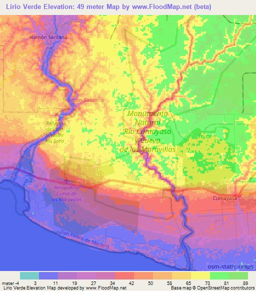 Lirio Verde,Dominican Republic Elevation Map