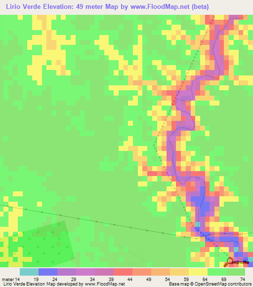 Lirio Verde,Dominican Republic Elevation Map