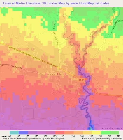 Licey al Medio,Dominican Republic Elevation Map