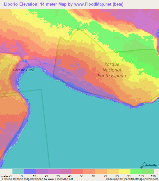 Liborio,Dominican Republic Elevation Map