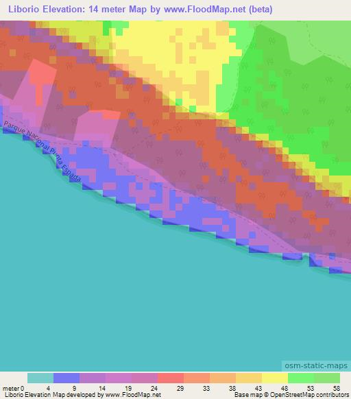 Liborio,Dominican Republic Elevation Map