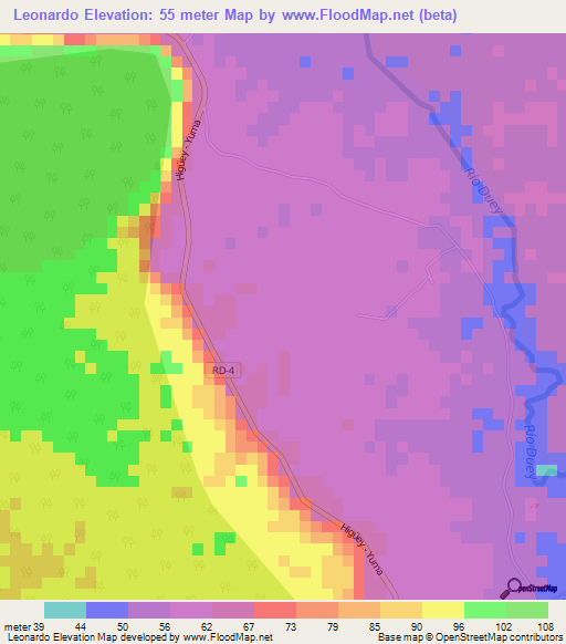 Leonardo,Dominican Republic Elevation Map