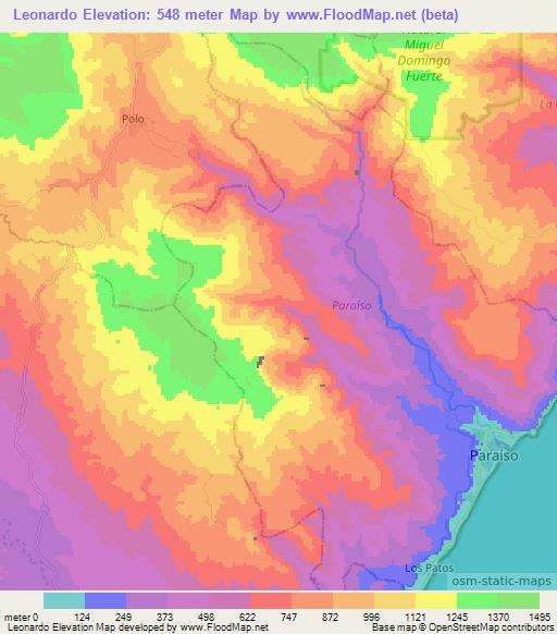 Leonardo,Dominican Republic Elevation Map