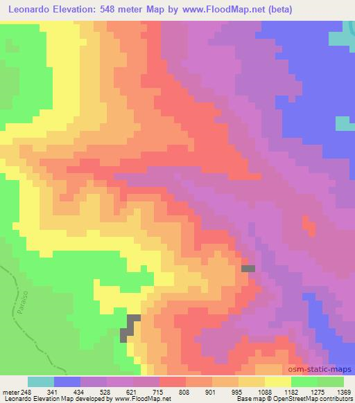 Leonardo,Dominican Republic Elevation Map