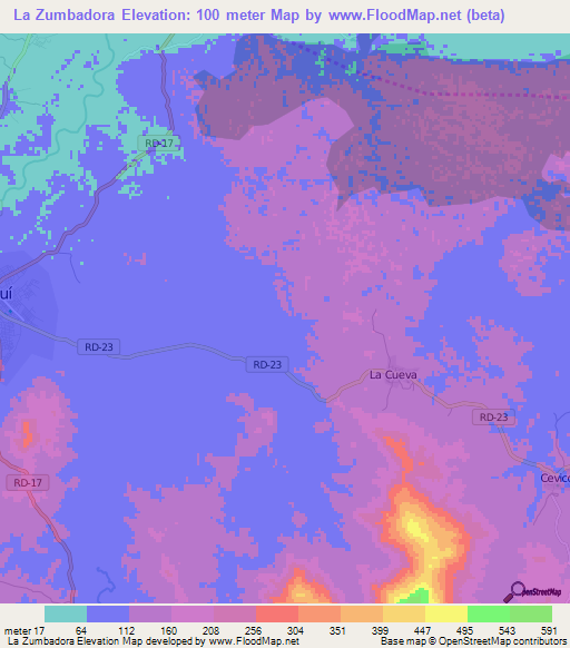 La Zumbadora,Dominican Republic Elevation Map