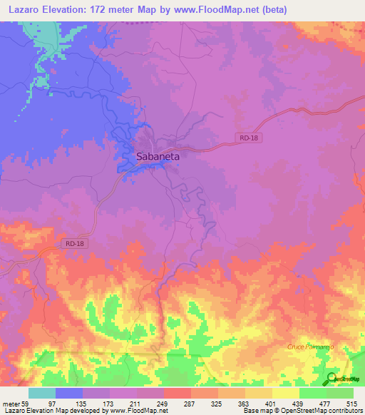 Lazaro,Dominican Republic Elevation Map