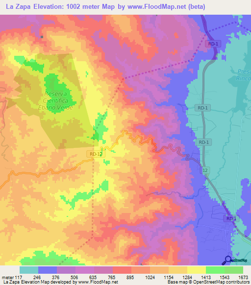 La Zapa,Dominican Republic Elevation Map