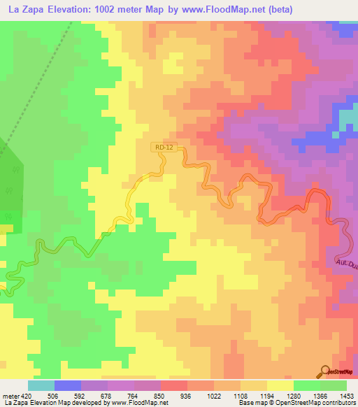 La Zapa,Dominican Republic Elevation Map