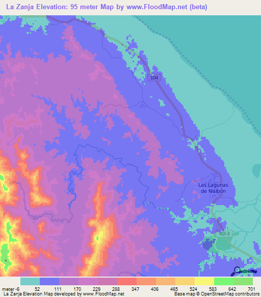 La Zanja,Dominican Republic Elevation Map