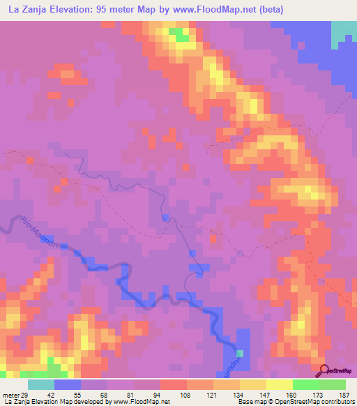 La Zanja,Dominican Republic Elevation Map